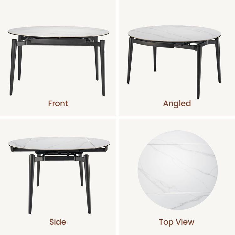 [Pre-Sale] 51.2" Round Sintered Stone Extendable Dining Table, Seats 4–6