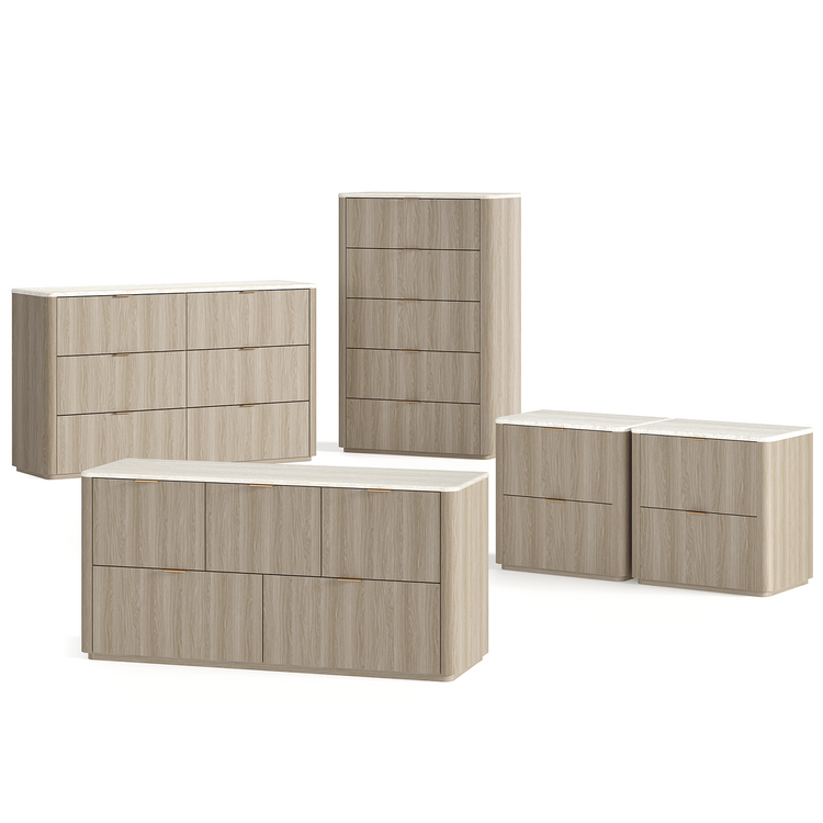 Travertine 54" 6-Drawer Chest of Drawers, Gray