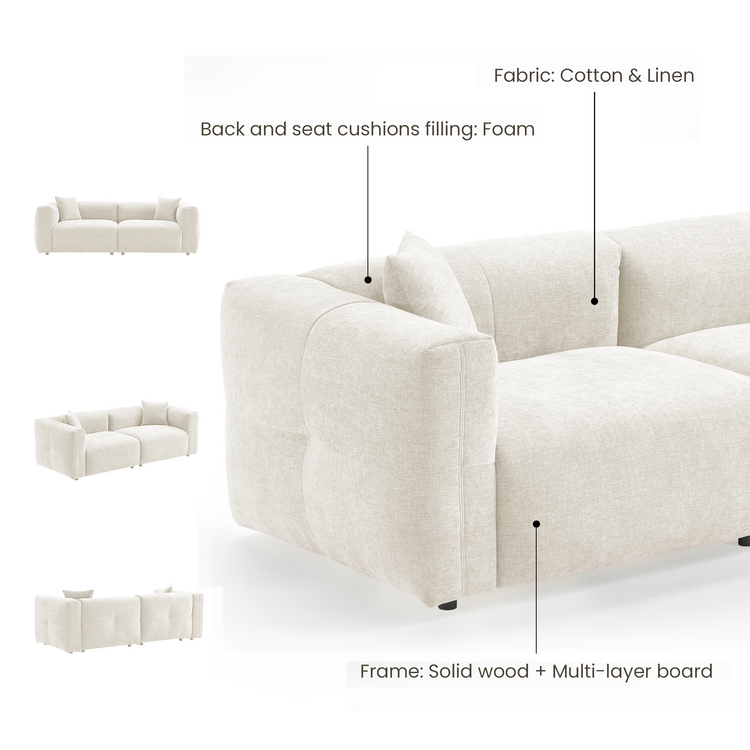 Beige Velvet 2-Seater Sofa | Modern Italian Modular Loveseat