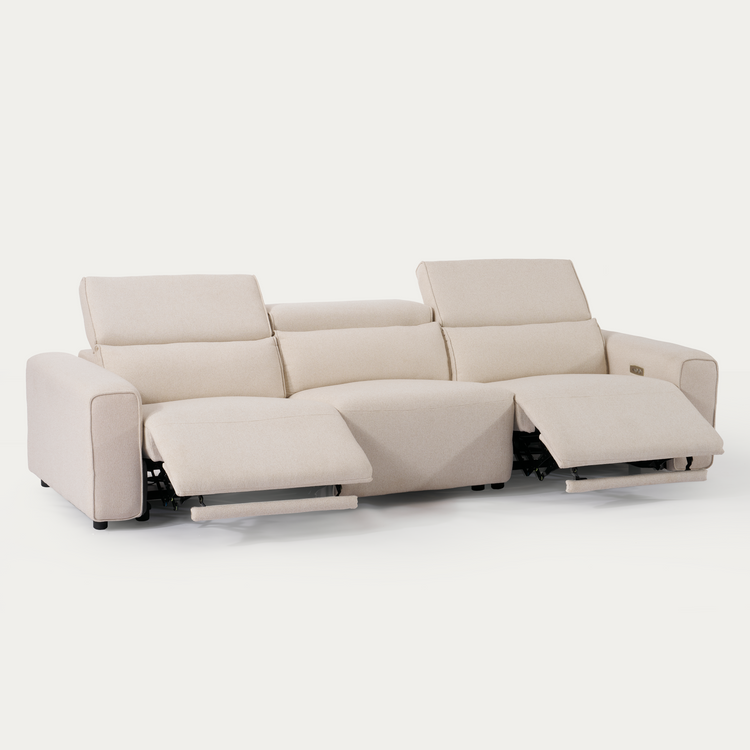 [Pre-Sale] 110" Side Power Recliners Sofa, 3-Seater Fabric Motion Sofa with  Electric Footrests & Lumbar Support