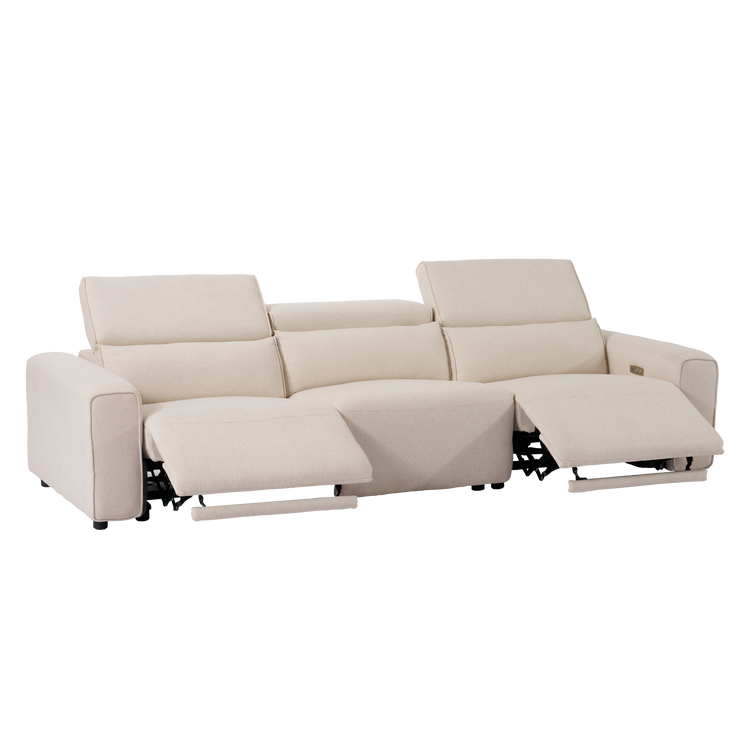 [Pre-Sale] 110" Side Power Recliners Sofa, 3-Seater Fabric Motion Sofa with  Electric Footrests & Lumbar Support