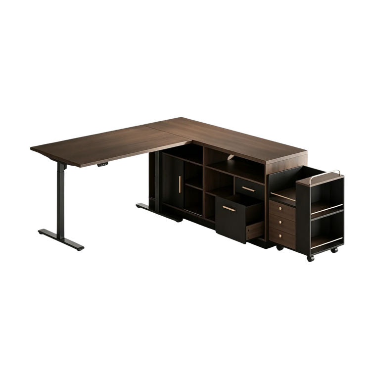 Soren 67" Height-Adjustable with Rolling Cart Executive Desk