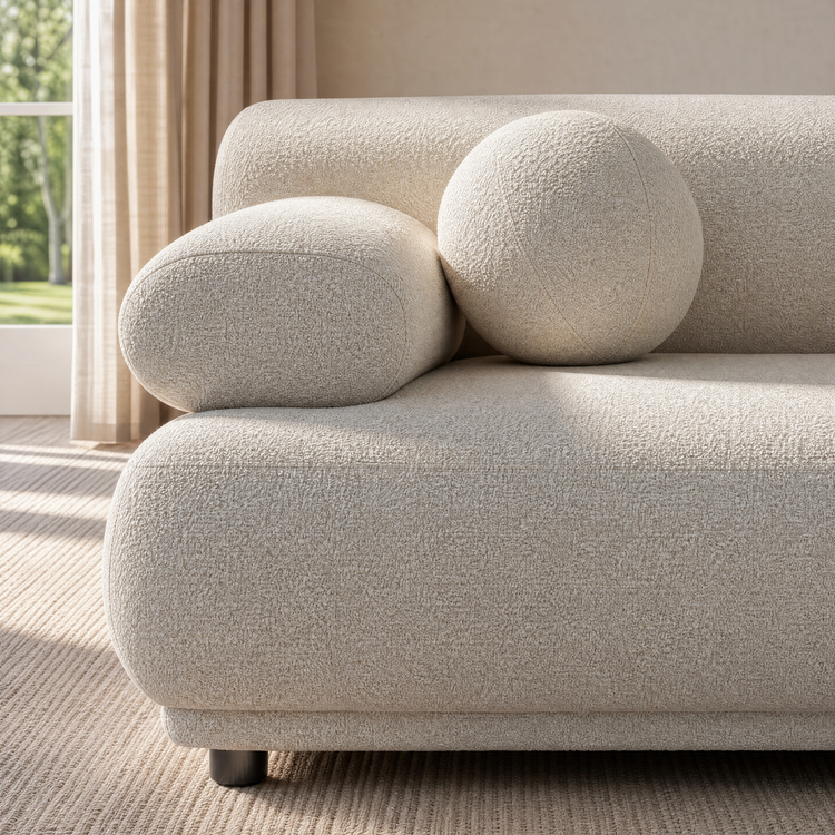 Sofá de 3 plazas de terciopelo beige | Sofá modular italiano moderno