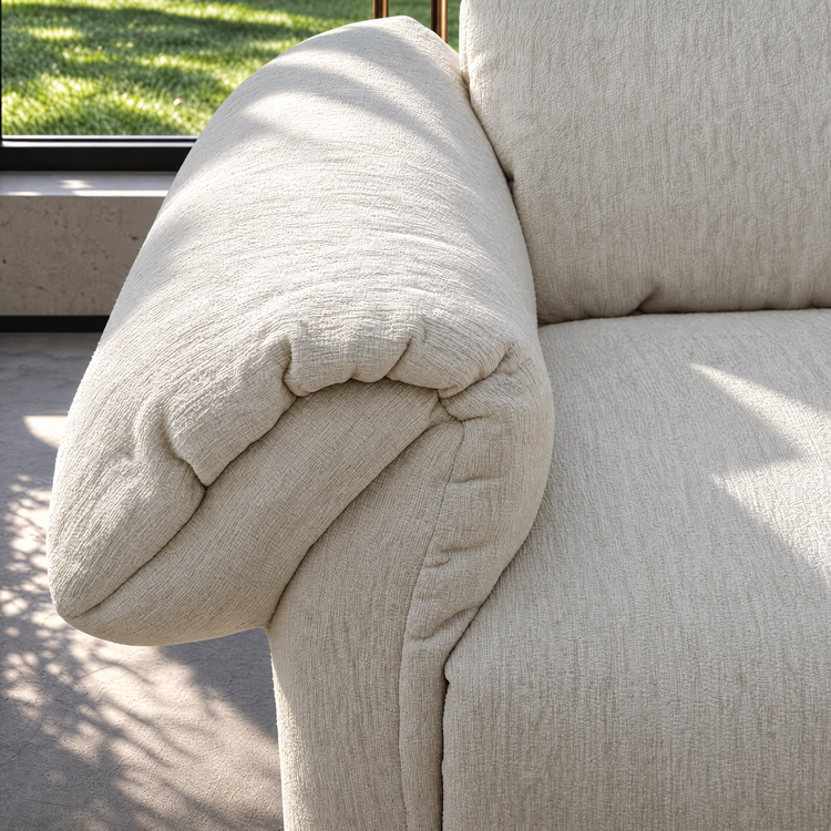 112.2" Cloud Sofa, Modern Italian Chenille Couch with Pillow Arms, Deep Seats & Down-Blend Cushions, Cream