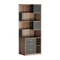 74.4" Tall L-Shaped Corner Bookshelf, 7-Tier Bookcase Black Walnut