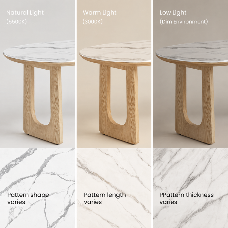 70.79" Oval Glossy Snow‑Mountain Sintered Stone Dining Table