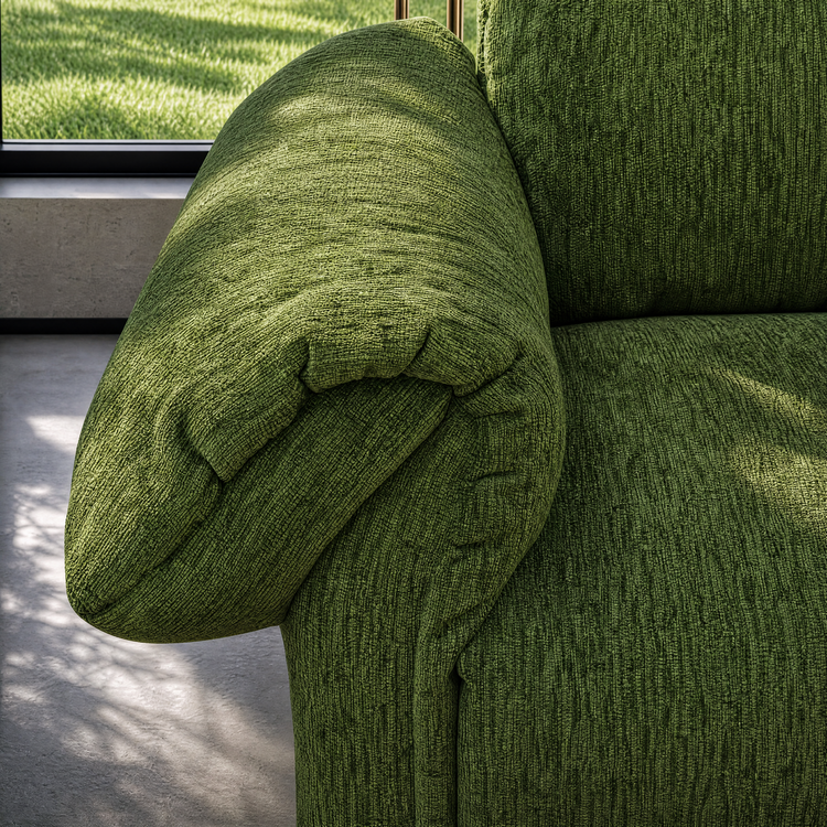 112.2" Cloud Sofa, Modern Italian Chenille Couch with Pillow Arms, Deep Seats & Down-Blend Cushions, Olive Green
