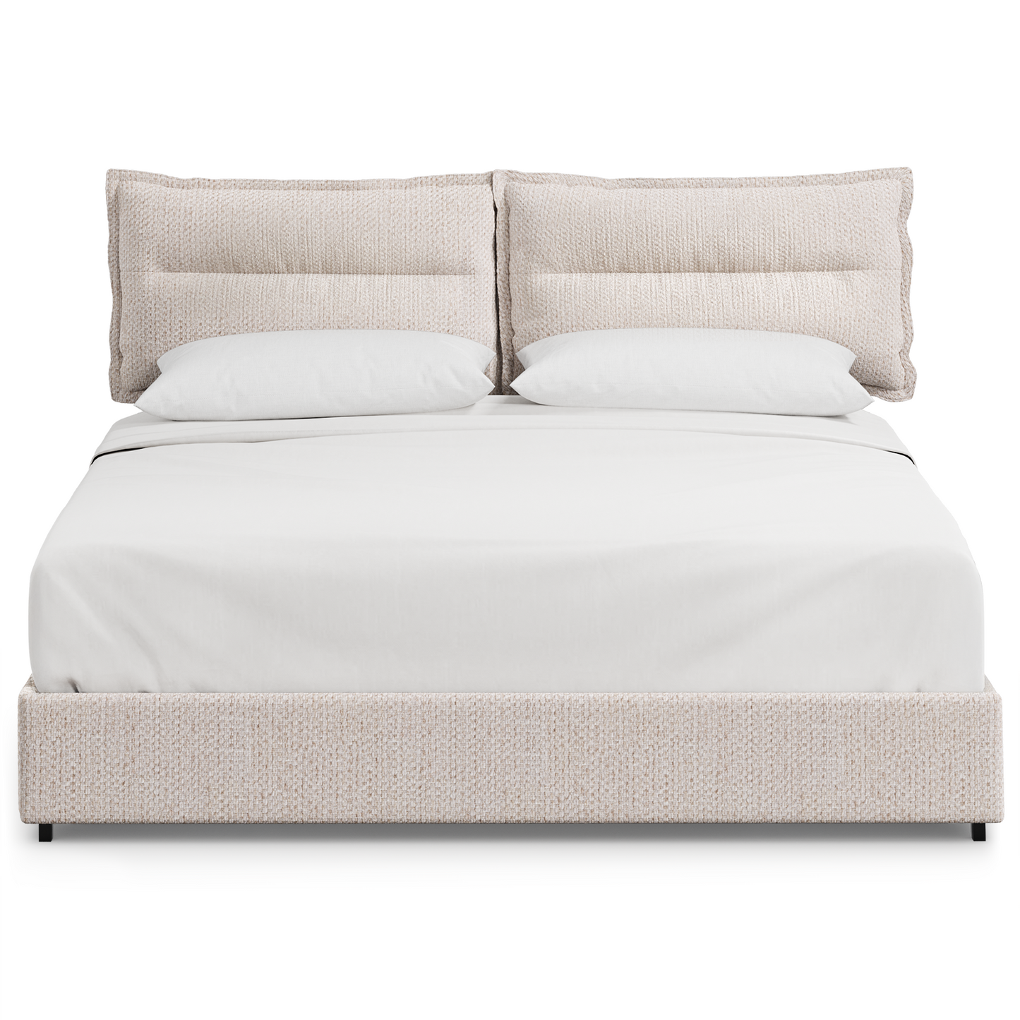 Tareya King Upholstered Bed Frame with 4 Storage Drawers, Beige