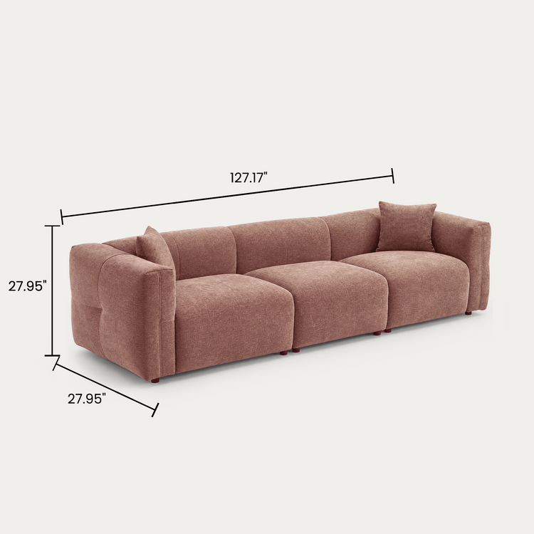 Pink Velvet 3-Seater Sofa | Modern Italian Modular Couch