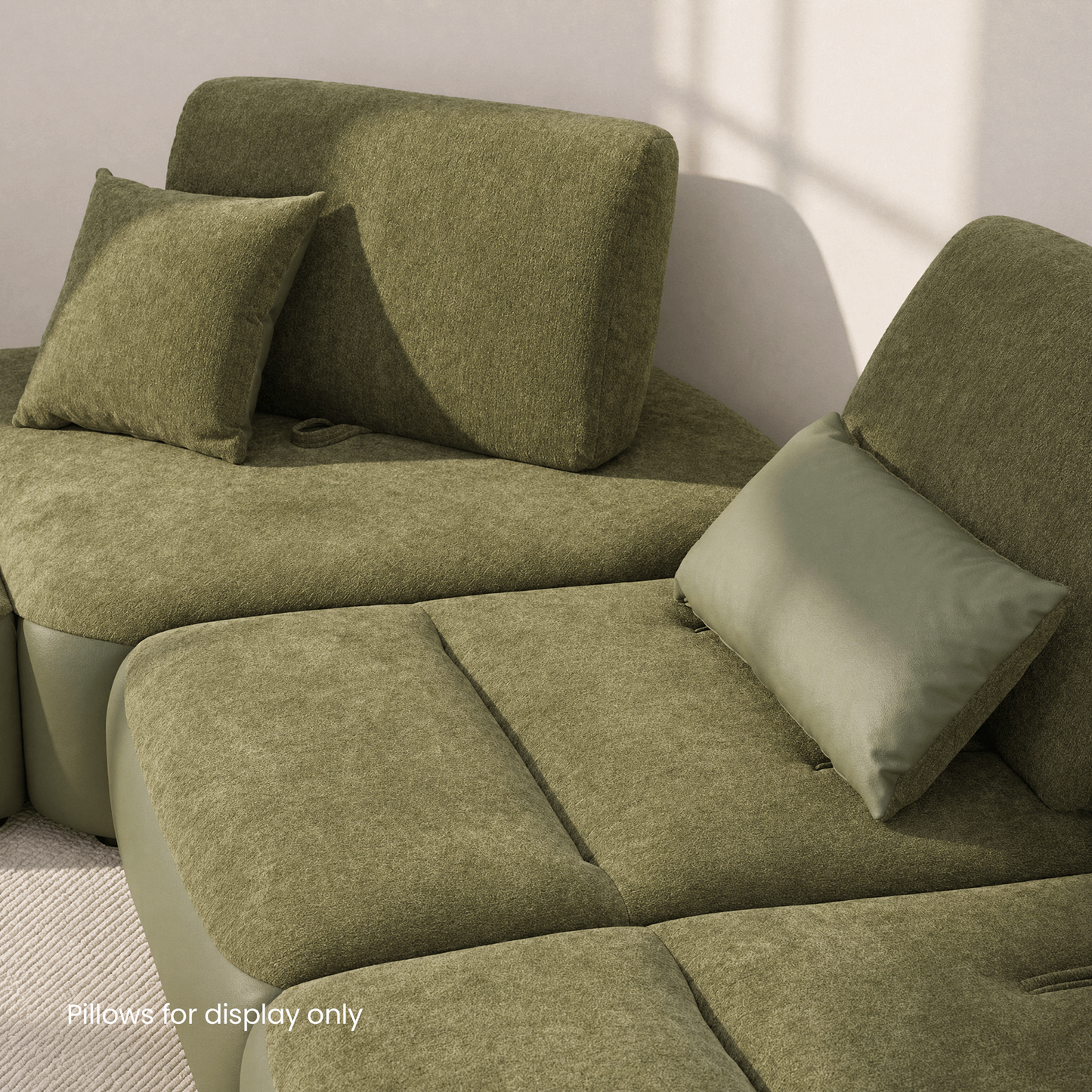 [Pre-Sale] 121" Modern 3-Seater Sectional Sofa with Left Chaise-Olive Green Chenille & Faux Leather Lounge Couch