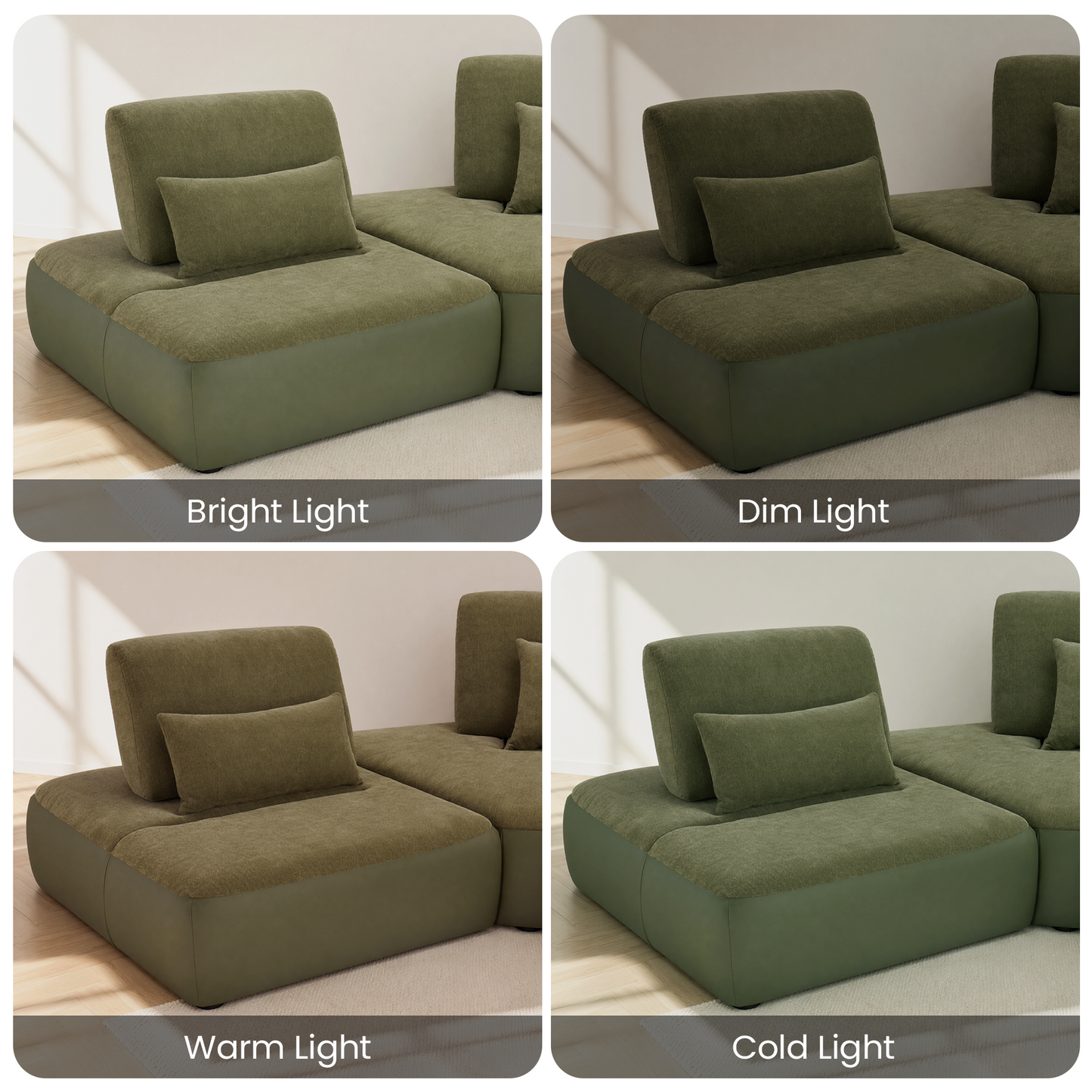 [Pre-Sale] 121" Modern 3-Seater Sectional Sofa with Left Chaise-Olive Green Chenille & Faux Leather Lounge Couch