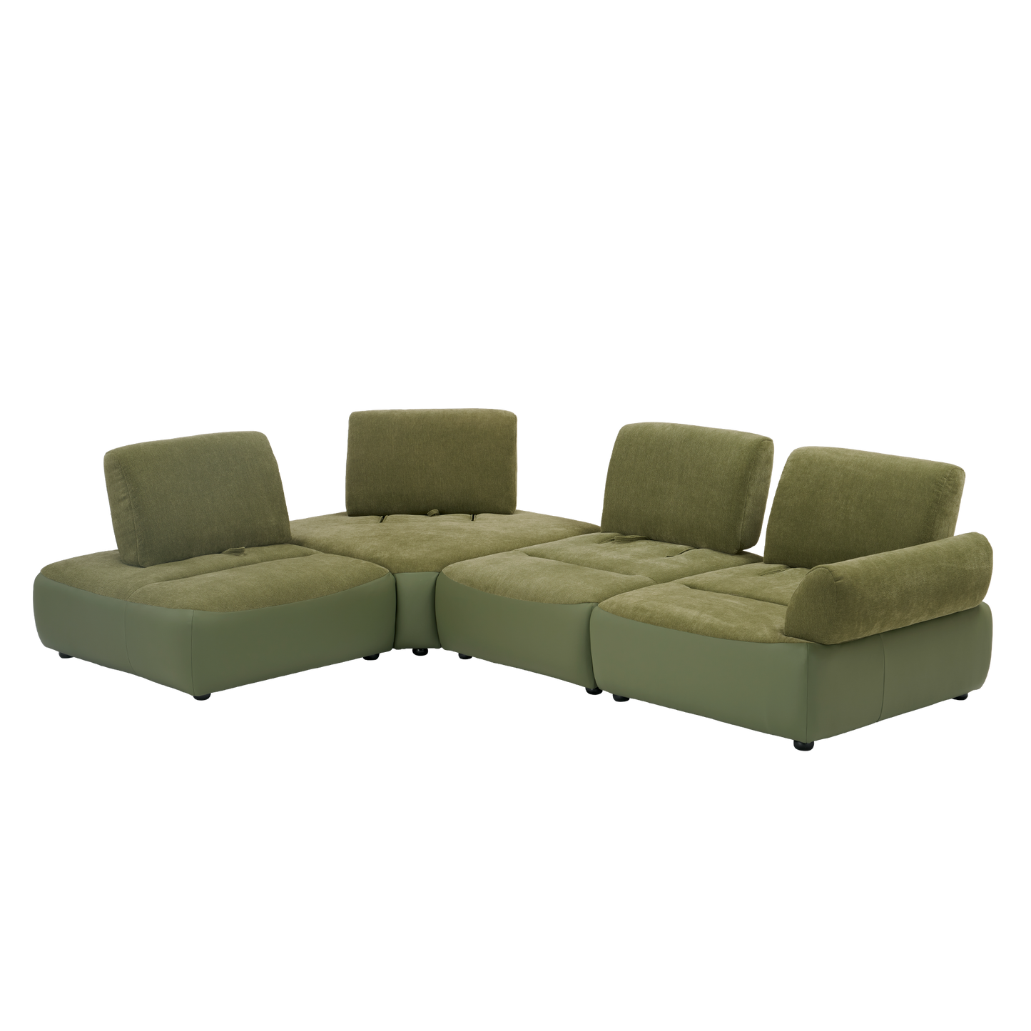 Green modular sectional shown on a plain background