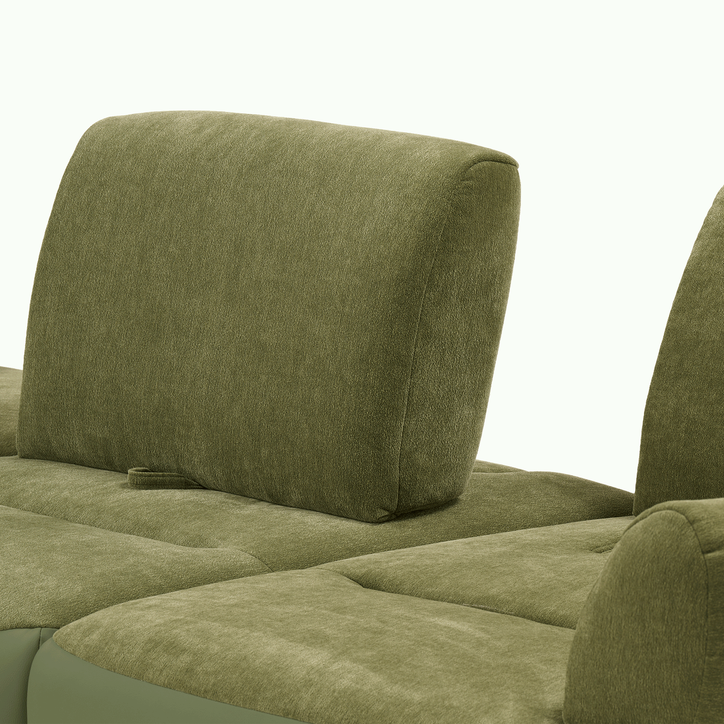 [Pre-Sale] 121" Modern 3-Seater Sectional Sofa with Left Chaise-Olive Green Chenille & Faux Leather Lounge Couch