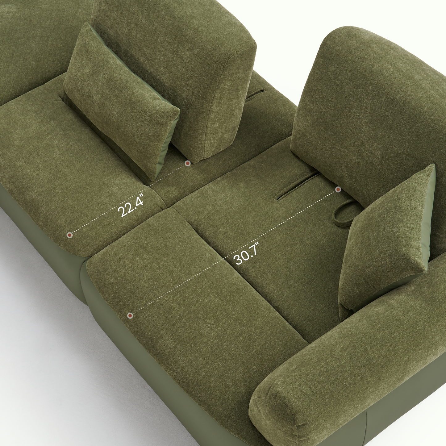[Pre-Sale] 121" Modern 4-Seater Sectional Sofa with Left Chaise-Olive Green Chenille & Faux Leather Lounge Couch