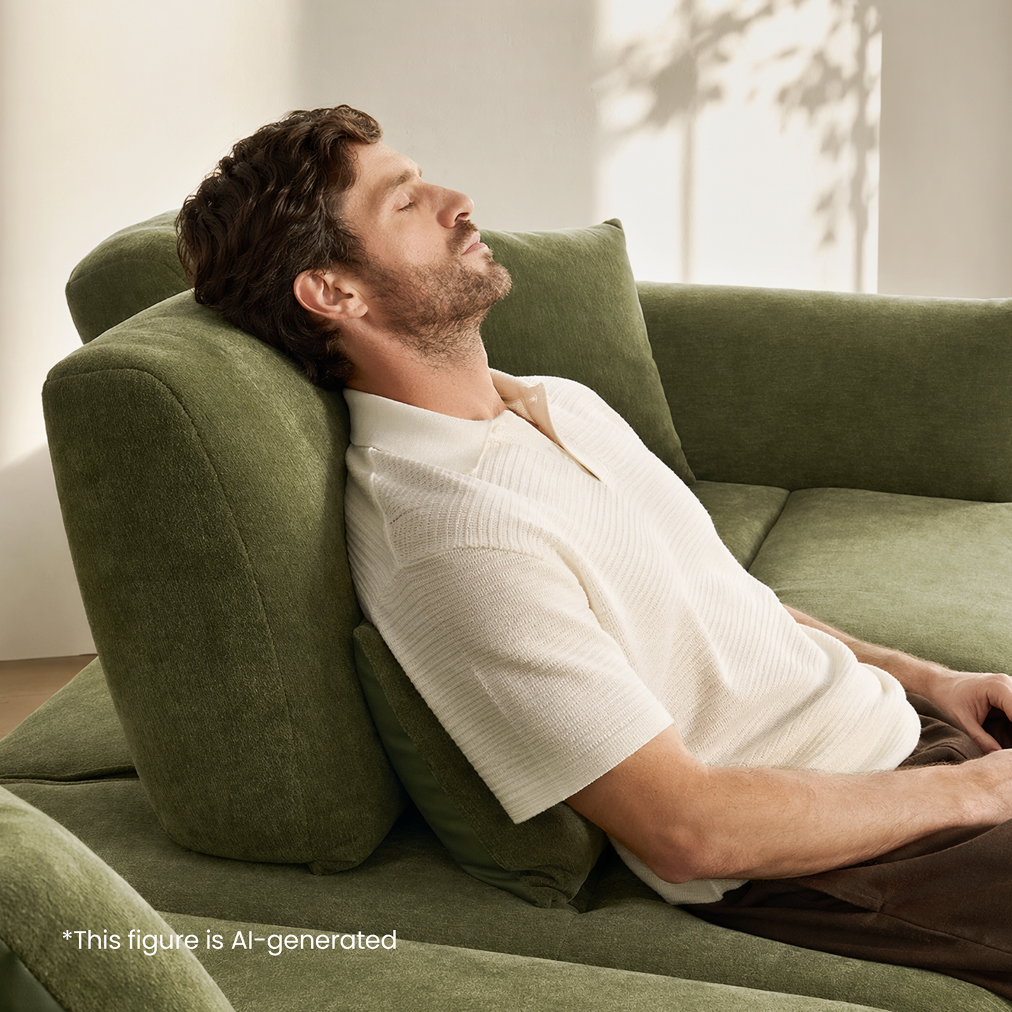 [Pre-Sale] 121" Modern 4-Seater Sectional Sofa with Left Chaise-Olive Green Chenille & Faux Leather Lounge Couch