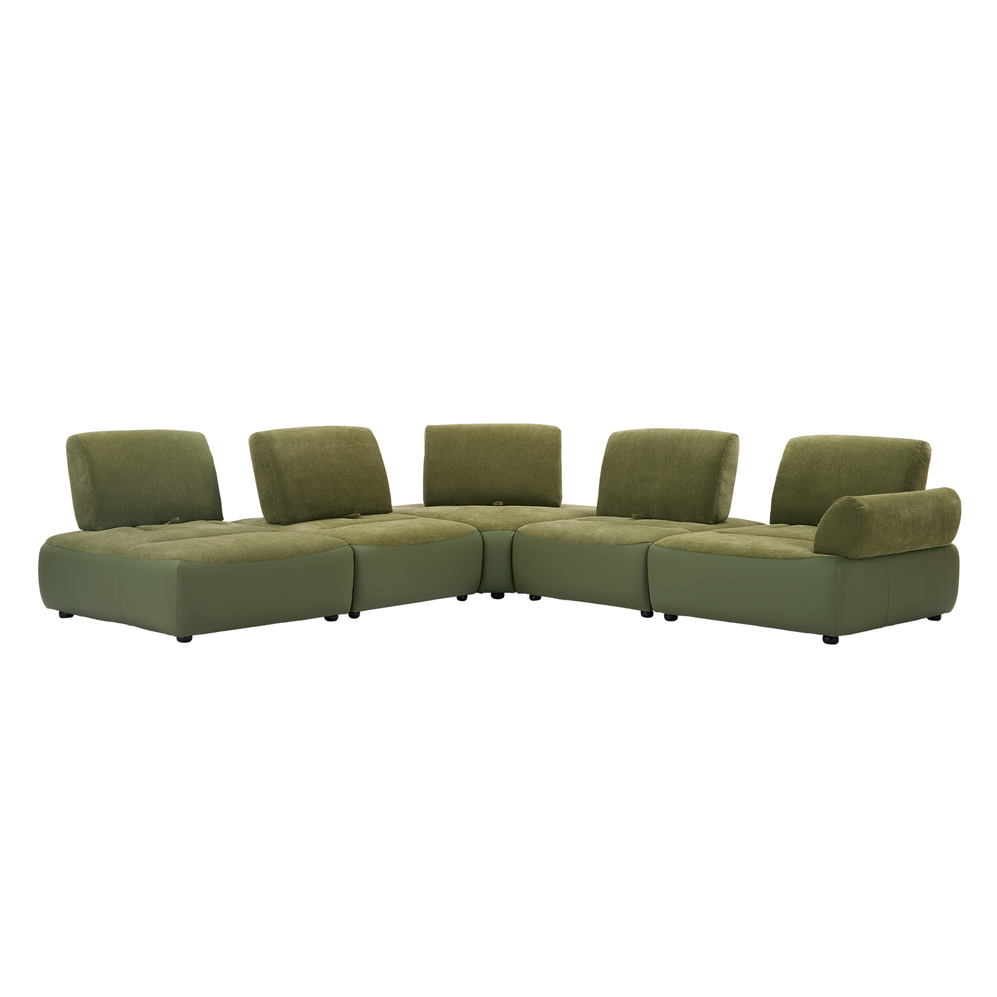 [Pre-Sale] 121" Modern 4-Seater Sectional Sofa with Left Chaise-Olive Green Chenille & Faux Leather Lounge Couch