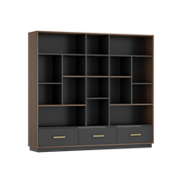 60" Bookshelf with Drawers, Black Walnut Cube Storage Organizer