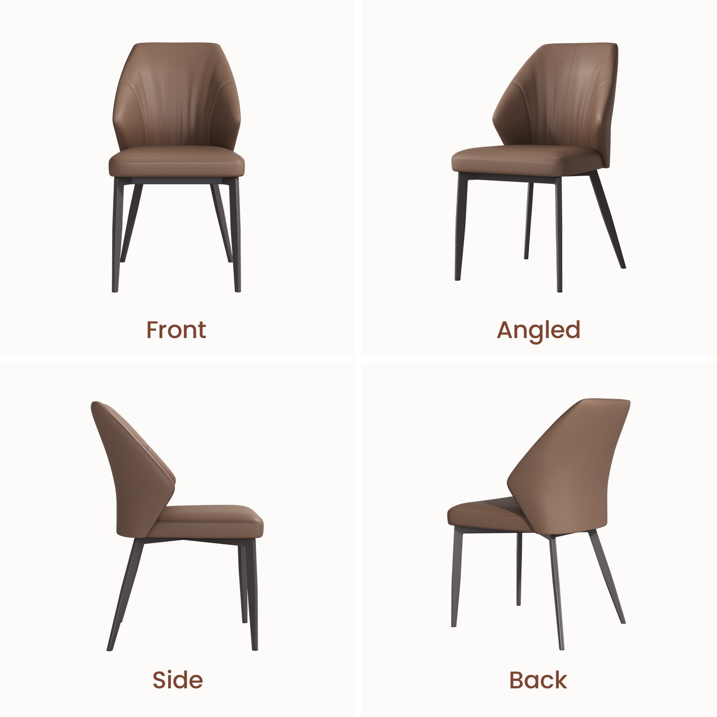 2-Pack Brown PU Leather Dining Chairs with Pleated Backrest