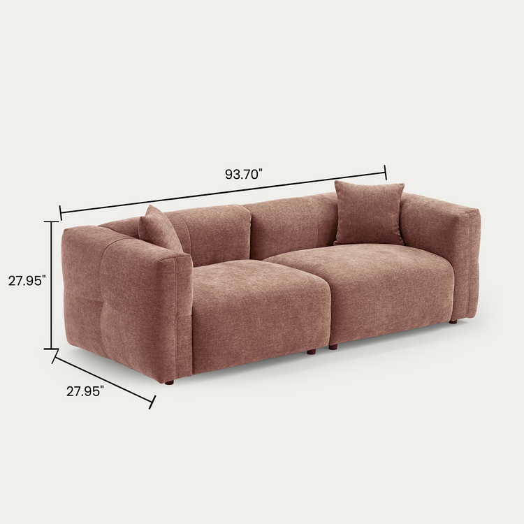 Pink Velvet 2-Seater Sofa | Modern Italian Modular Loveseat