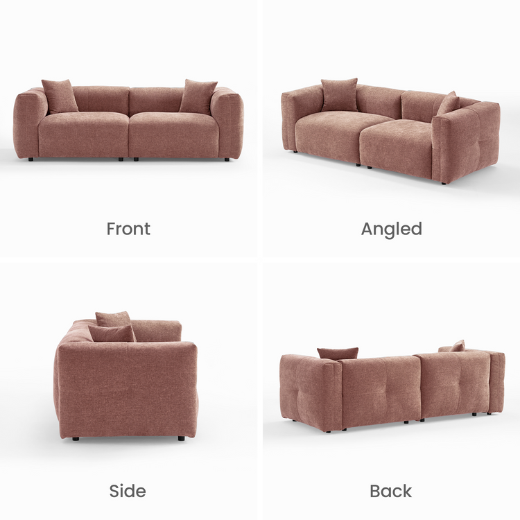 Pink Velvet 2-Seater Sofa | Modern Italian Modular Loveseat