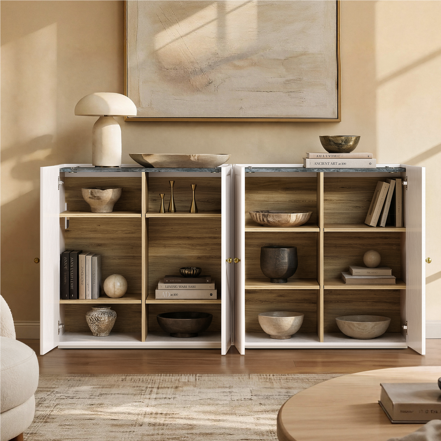 Flexmod 126" Modular Storage with Display Towers & Cabinets