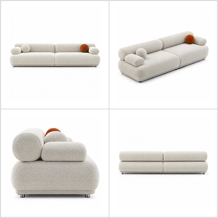 Sofá de 3 plazas de terciopelo beige | Sofá modular italiano moderno
