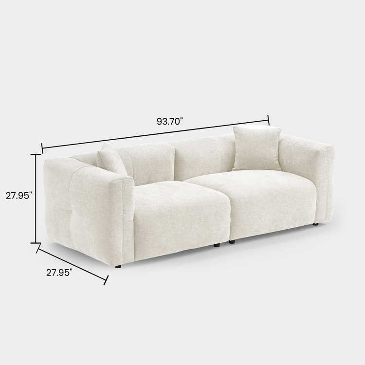 Beige Velvet 2-Seater Sofa | Modern Italian Modular Loveseat