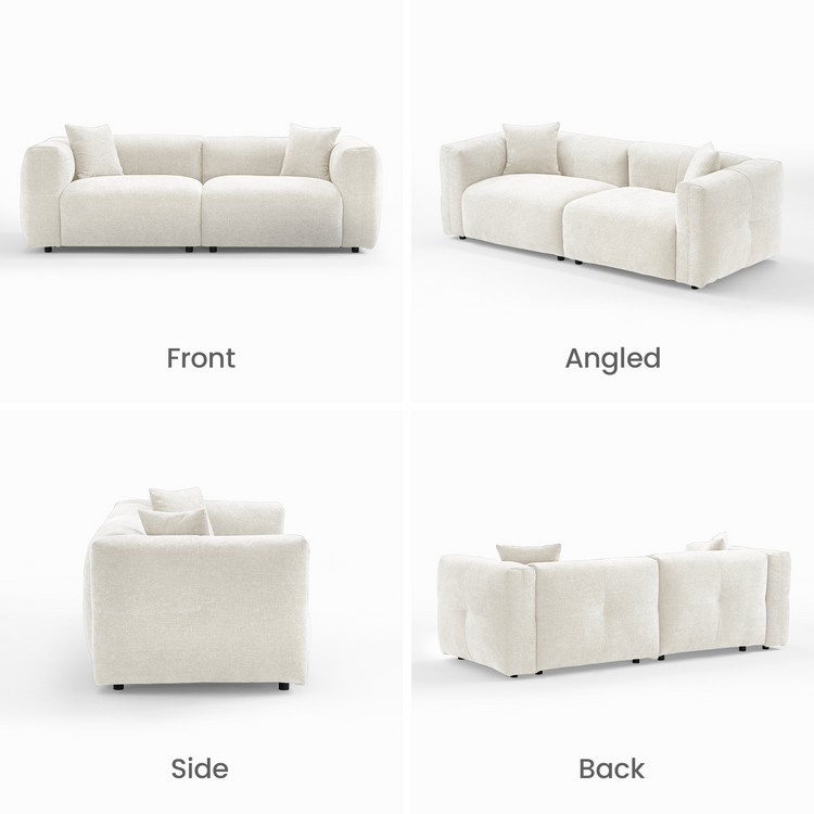 Beige Velvet 2-Seater Sofa | Modern Italian Modular Loveseat
