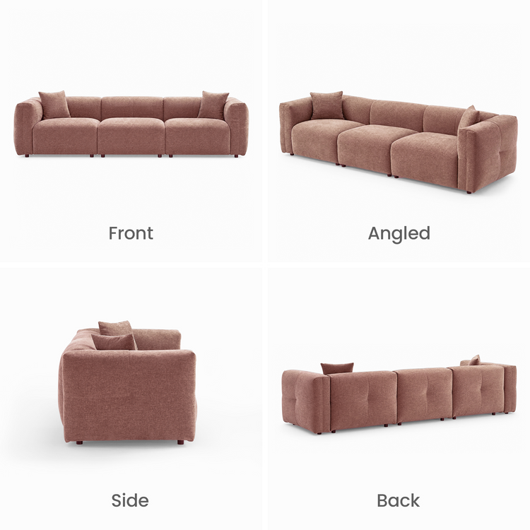 Pink Velvet 3-Seater Sofa | Modern Italian Modular Couch
