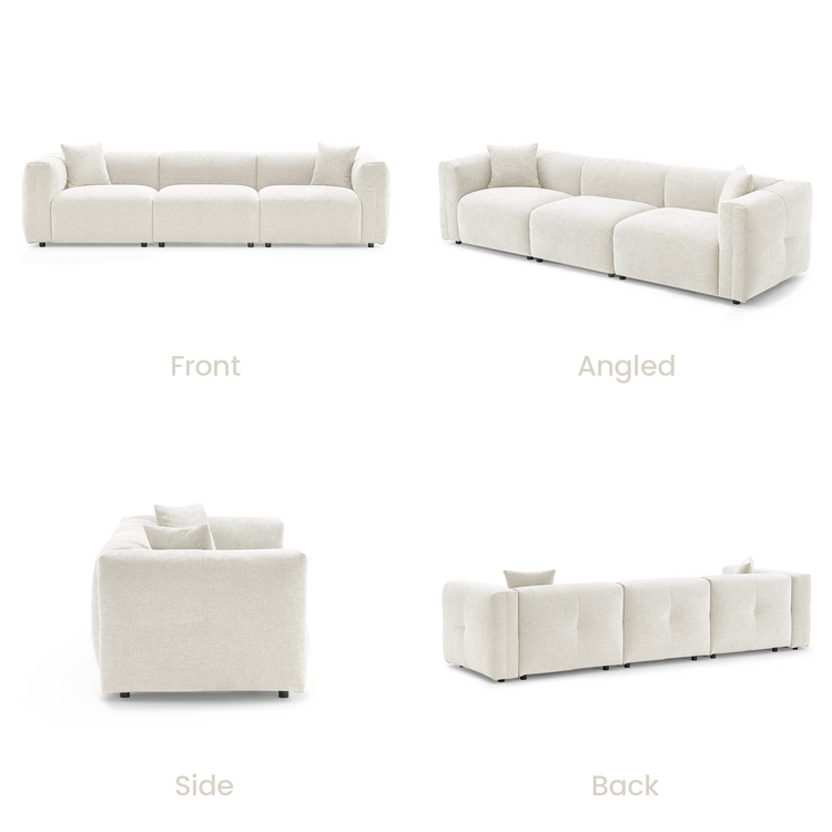 Beige Velvet 3-Seater Sofa | Modern Italian Modular Couch