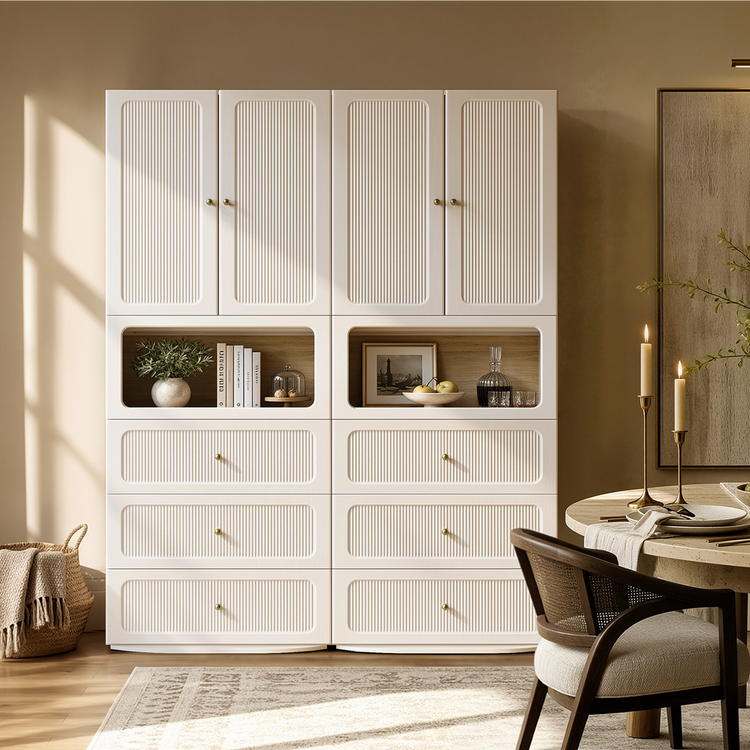 Flexmod 31.5" Modular Fluted Storage Cabinet with Soft-Close Doors
