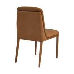 Brown dining chair shown from the rear