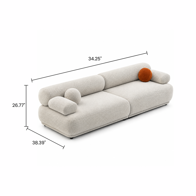 Sofá de 3 plazas de terciopelo beige | Sofá modular italiano moderno