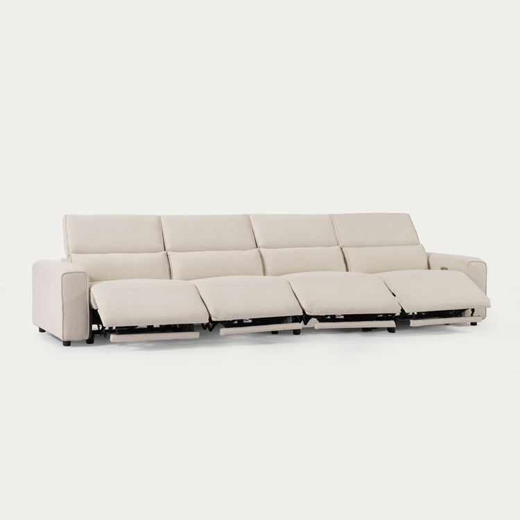 [Pre-Sale] 140" Modern Power Reclining Sofa, 4-Seater Fabric Motion Sofa with Electric Footrests & Lumbar Support