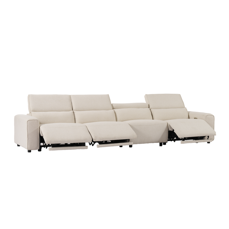 [Pre-Sale] 140" 4-Seater Fabric Motion Sofa with 3 Power Seats, Electric Footrests & Lumbar Support