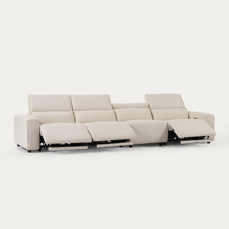 [Pre-Sale] 140" 4-Seater Fabric Motion Sofa with 3 Power Seats, Electric Footrests & Lumbar Support