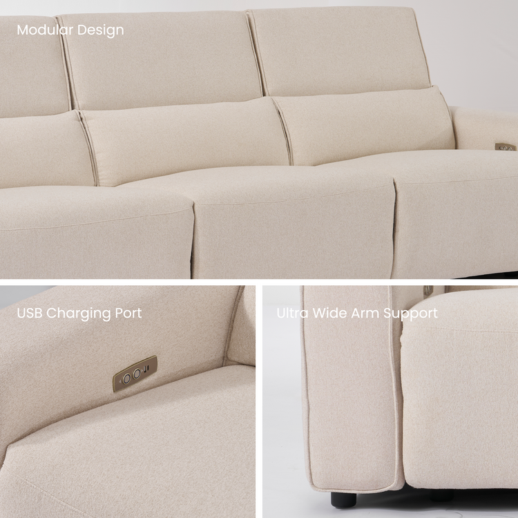 [Pre-Sale] 140" Modern Power Reclining Sofa, 4-Seater Fabric Motion Sofa with Electric Footrests & Lumbar Support