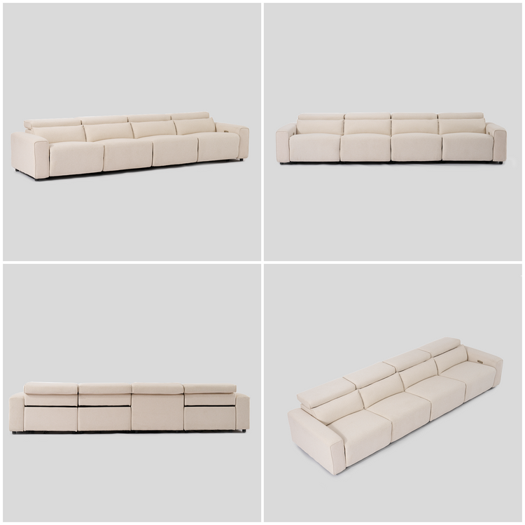 [Pre-Sale] 140" Modern Power Reclining Sofa, 4-Seater Fabric Motion Sofa with Electric Footrests & Lumbar Support
