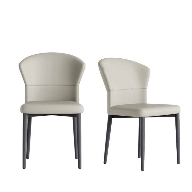 2-Pack Grey Fan-Shaped PVC Dining Chairs