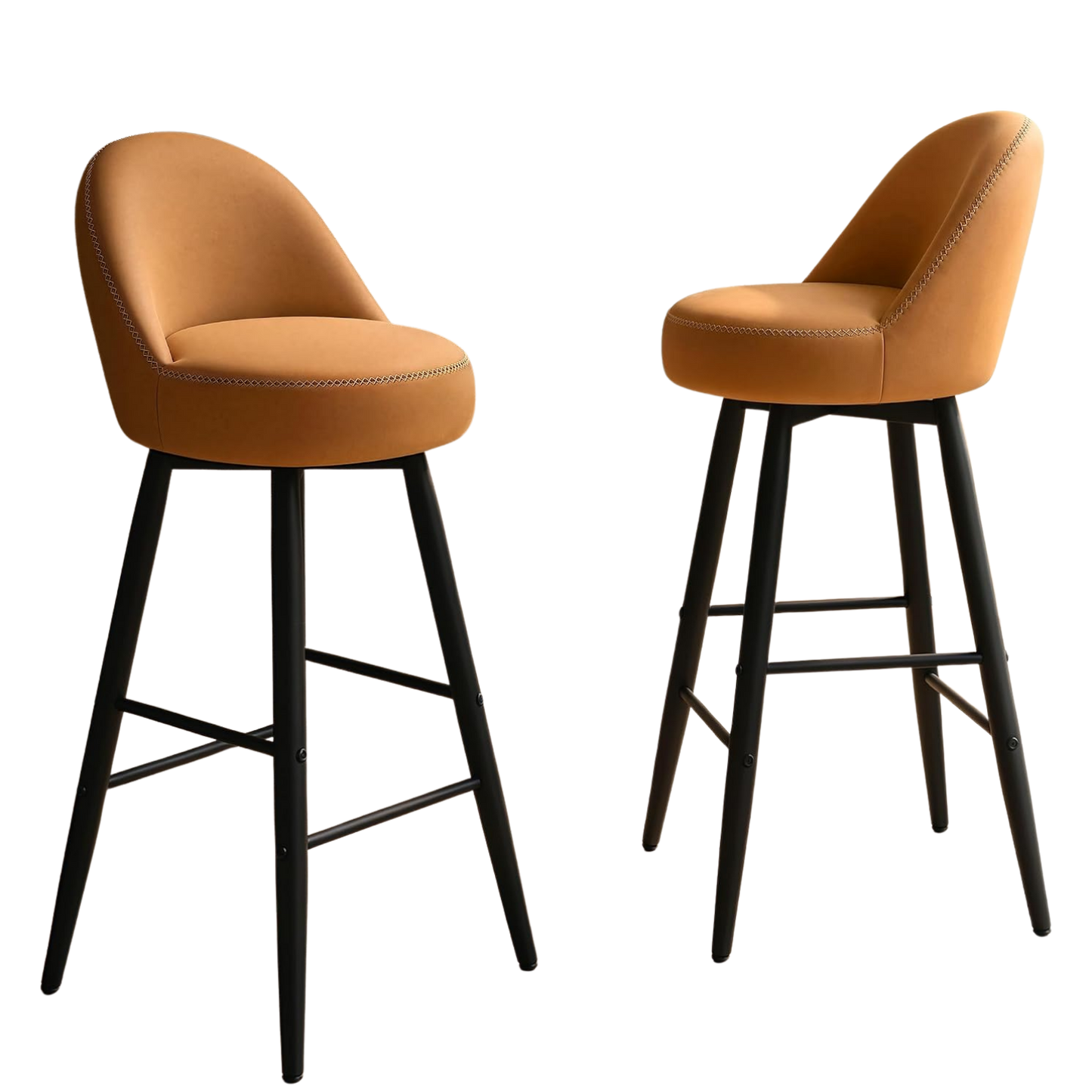 2-Pack 360° Swivel Bar Stools, 30.3" Barstools with Integrated Curved Back