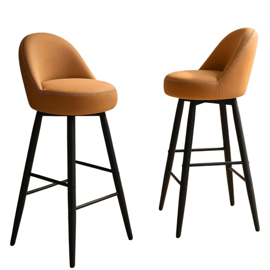 2-Pack 360° Swivel Bar Stools, 30.3" H Tall Barstools with Integrated Curved Back