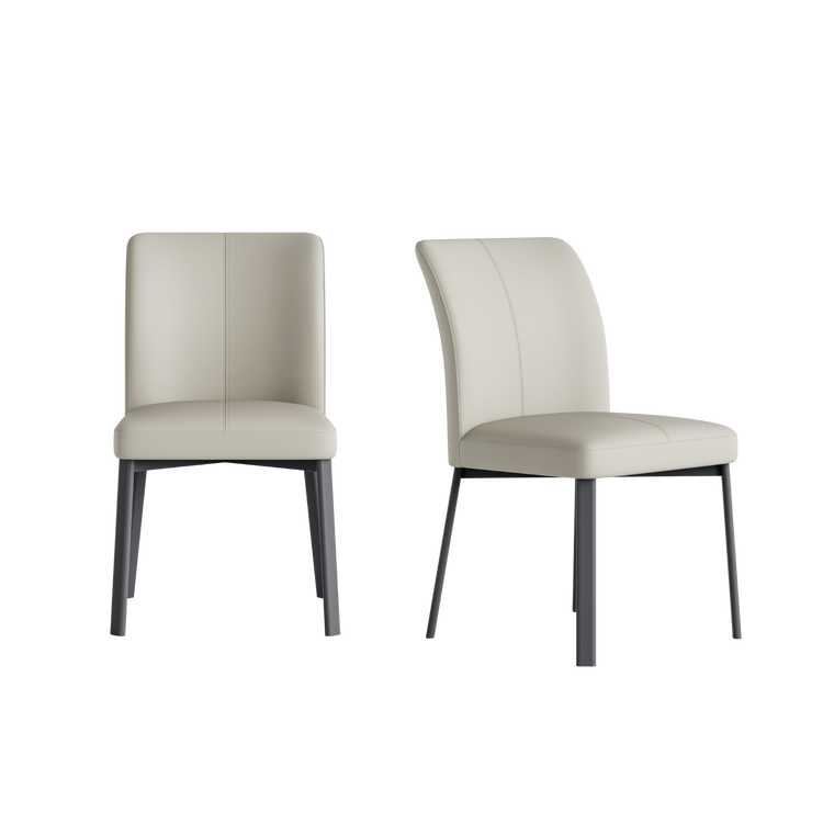 2-Pack White PVC Dining Chairs with Double Half Stitch Detailing
