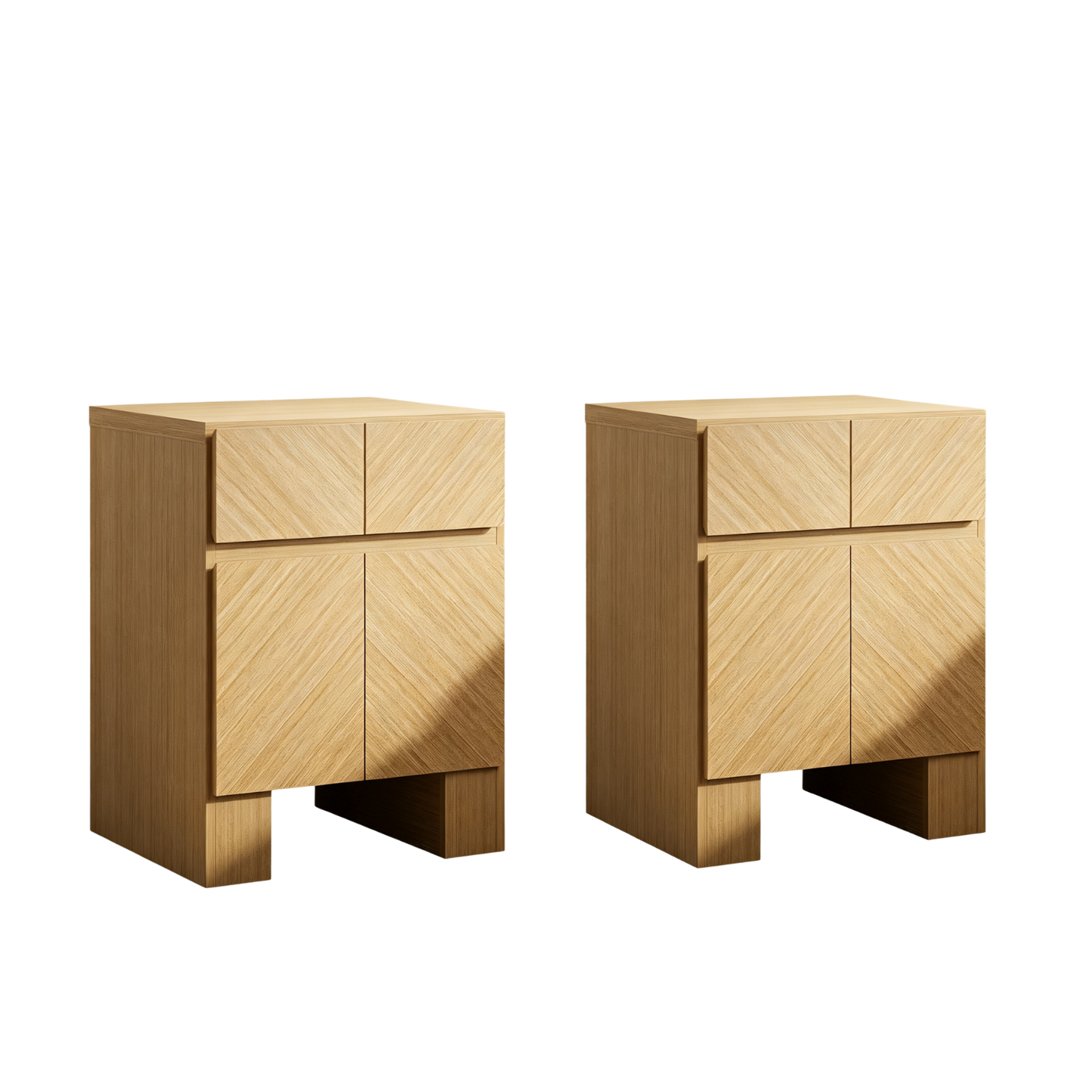 Galileo 23.5" Wood Night Stand with Charging Station Natural Oak, Set of 2