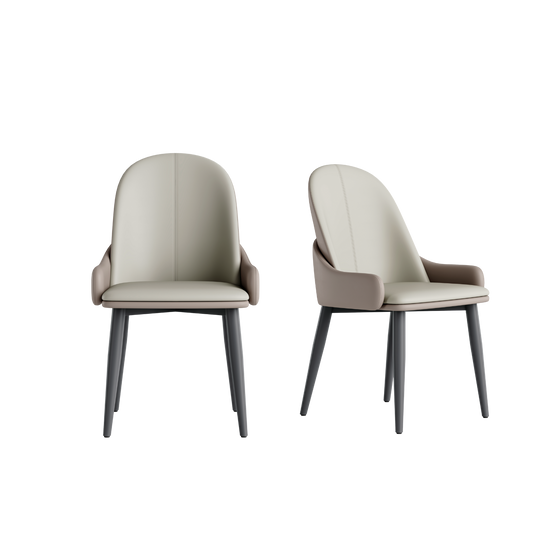 2-Pack Grey PVC Dining Chairs with Full Surround Protective Side Guards