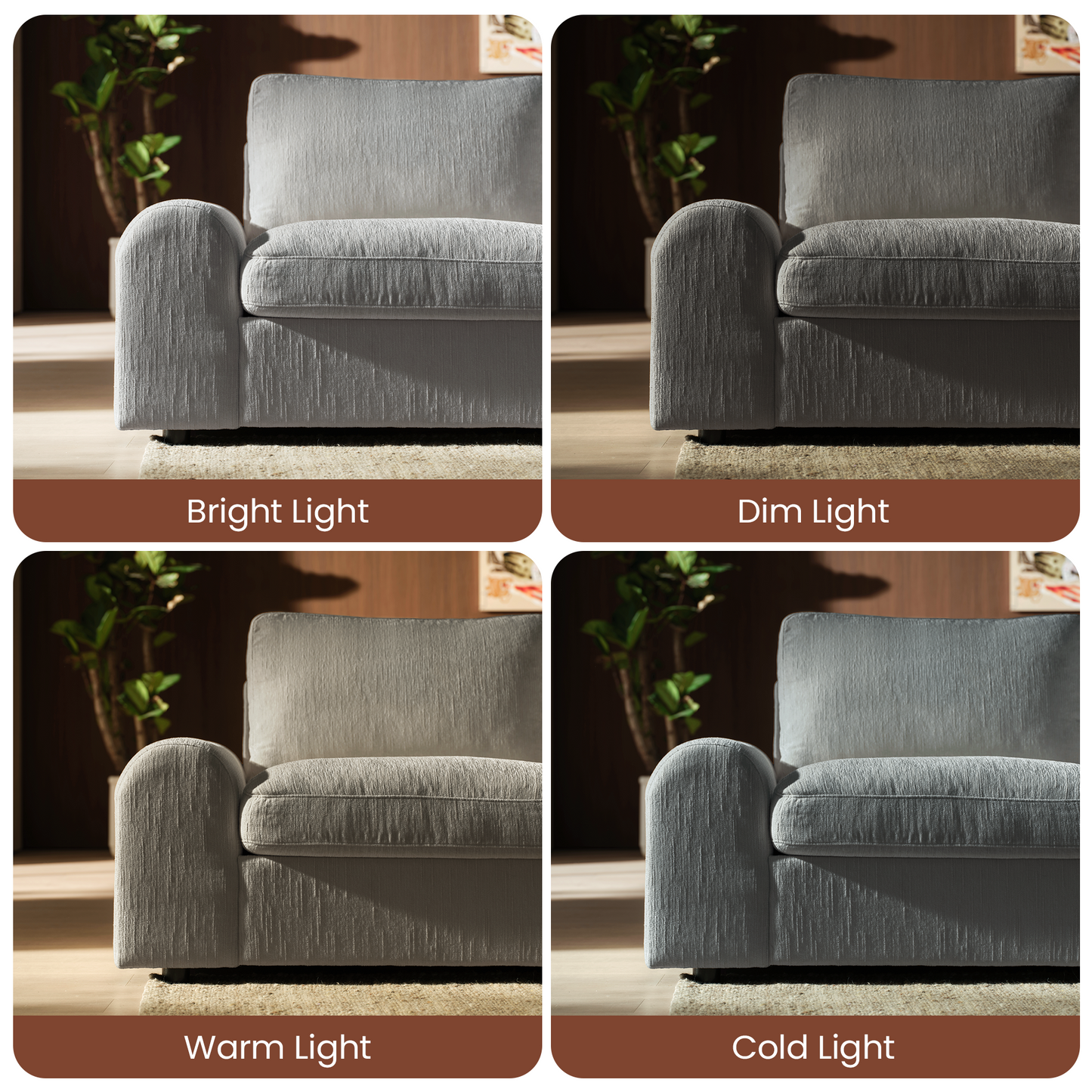 Rialto Modular Chenille U-Shape Sofa with Storage Ottoman,Gray