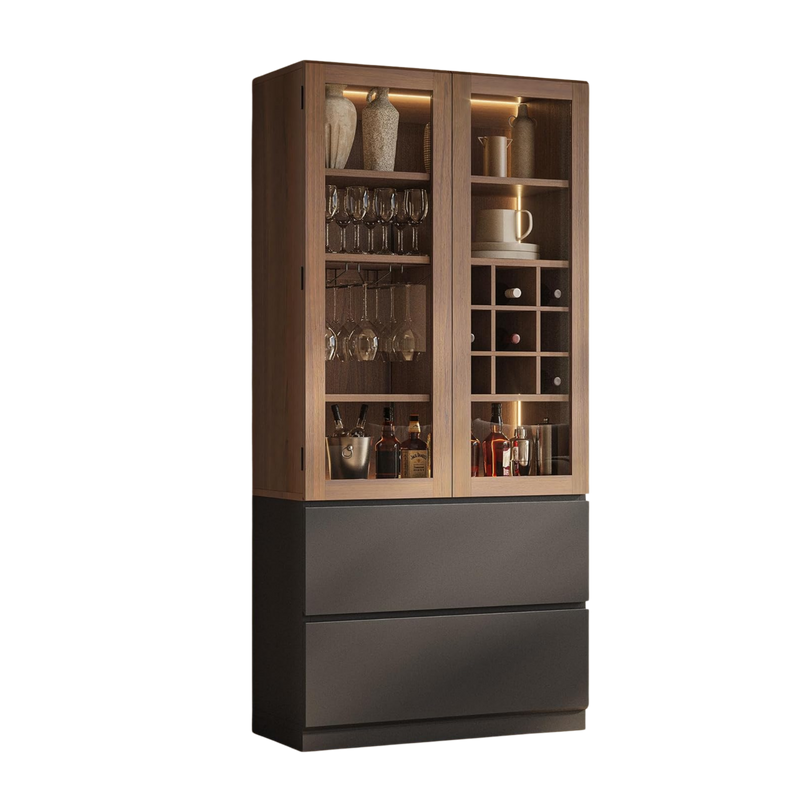 Whisper Series 71" Storage Cabinet with LED & Wine Rack
