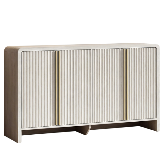 Caly 59" Modern Fluted Wooden Credenza Sideboard with 4 Doors