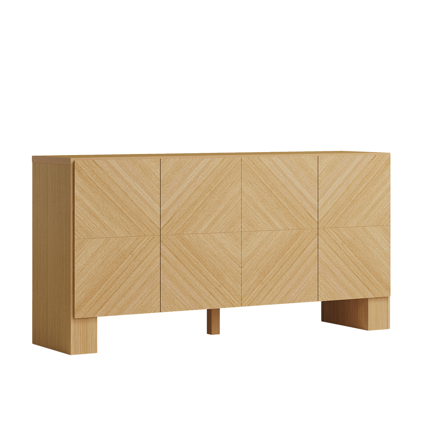 Galileo 63" Sideboard Buffet Cabinet with 4 Doors, Large Credenza Sideboard, Natural Oak