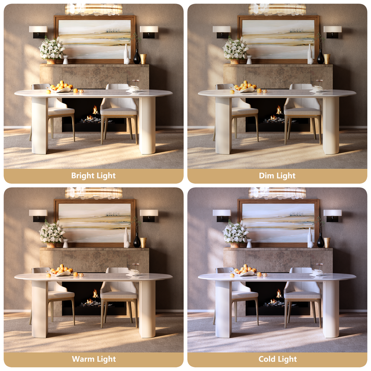 [Pre-Sale] 71" Luxury Snow Mountain Sintered Stone Dining Table, Fluted Pedestal Table for 6-8