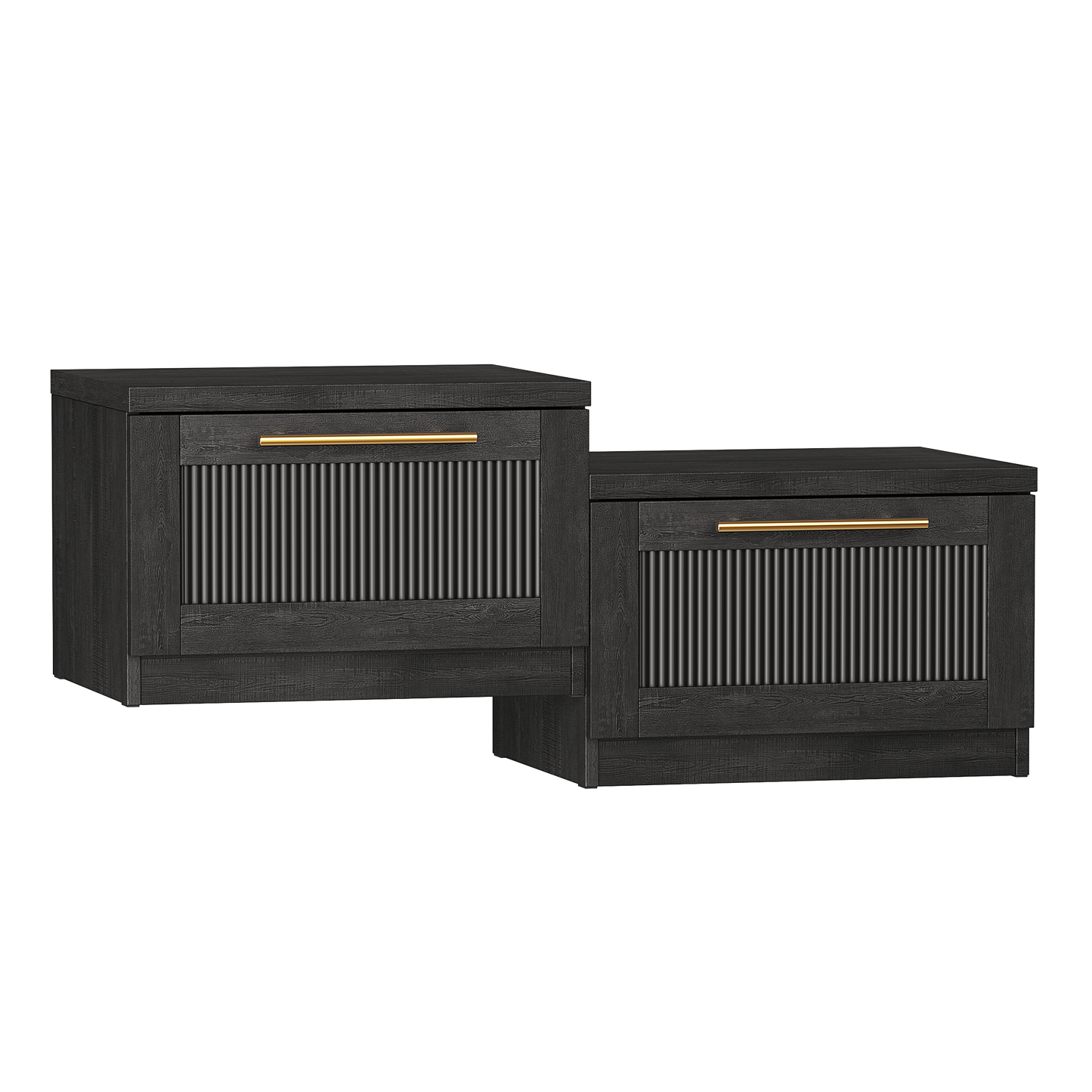 Harmo Block Black Floating Nightstand，set of 2